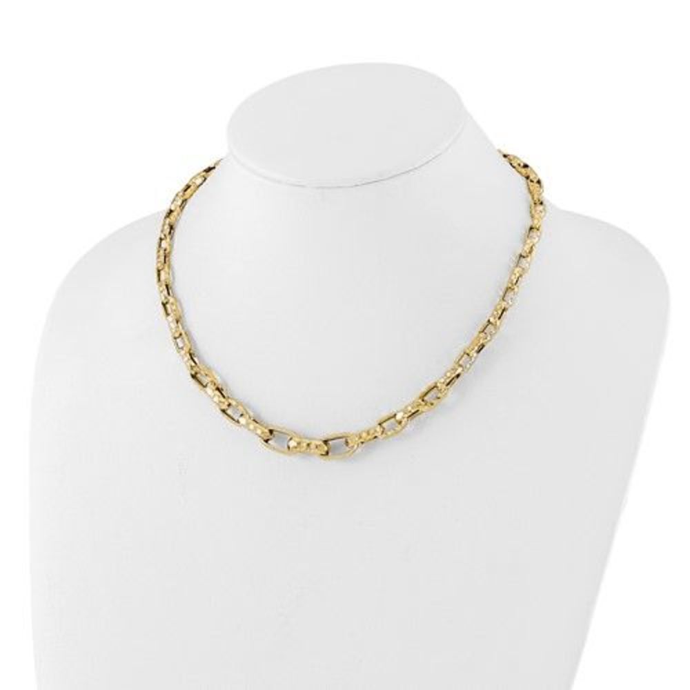 Leslie's 14K Polished Hammered Graduated Open Link Necklace